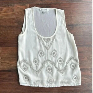 Forever 21 Beaded Tank Top in White | Bridal | White Beaded Tank Top | Gatsby